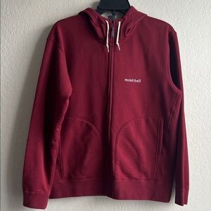 NWOT Montbell Fleece Full Zip Up Hoodie in Maroon in Size M